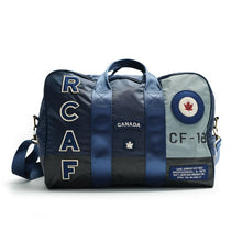 Load image into Gallery viewer, RCAF 100% carry bag. Dark blu with appliques.Dimensions: 17″W x 12″H x 9.5″ D. 
