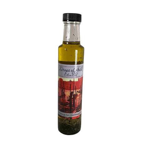 A 8 oz bottle of infused olive oil.