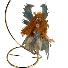Load image into Gallery viewer, Shimmering turquoise flying fairy handmade with porcelain.
