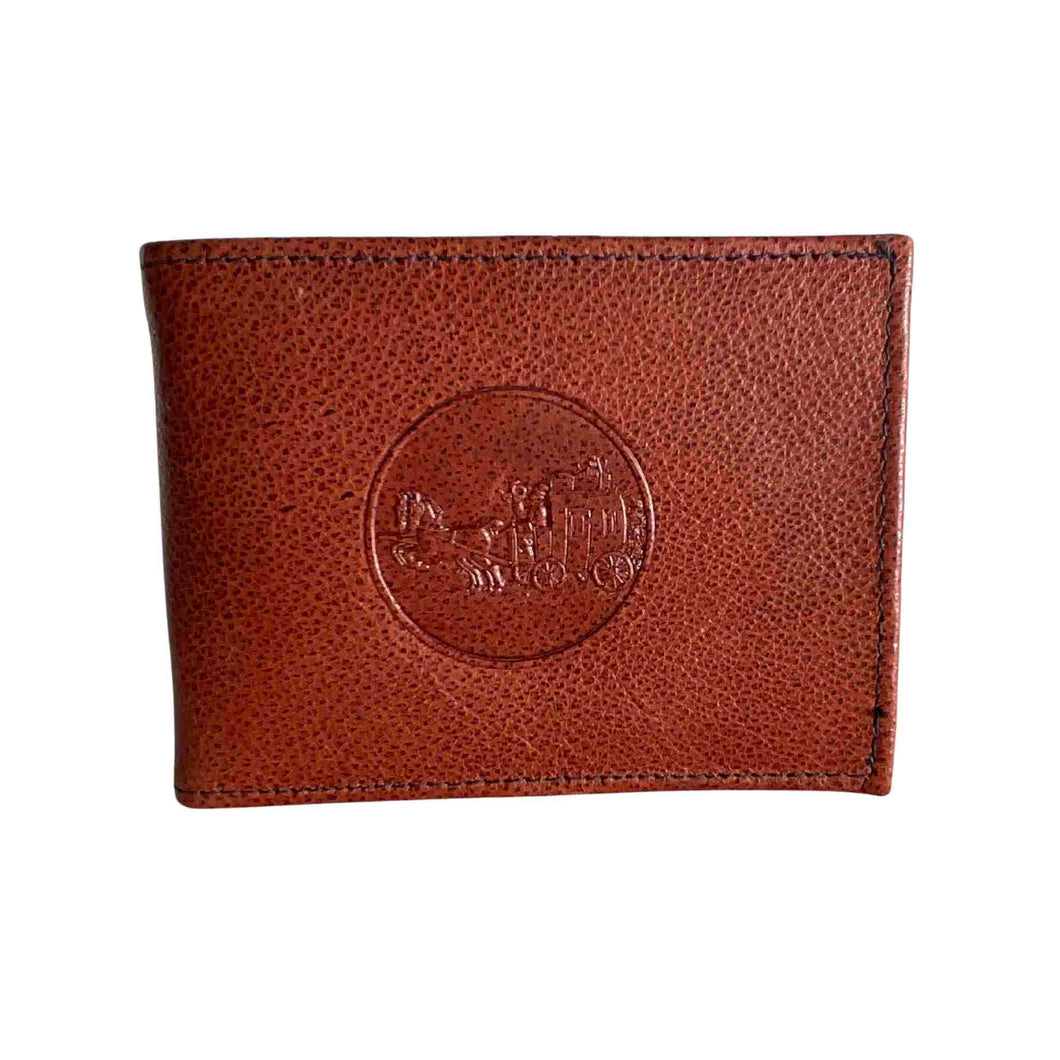 Leather wallet with Stagecoach image.