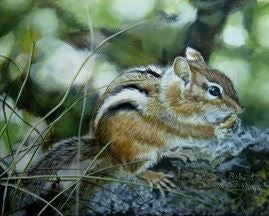 Canvas print of chipmunk. Painting done by artist Robert Bishop.