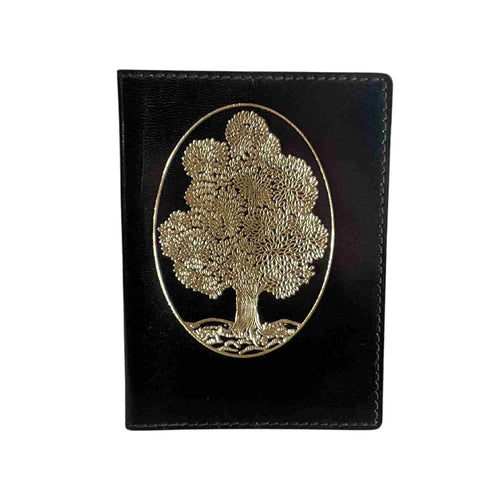 Tree image leather passport wallet.