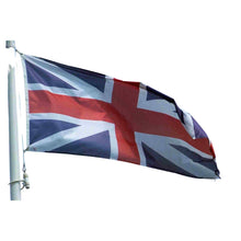 Load image into Gallery viewer, Upper Empire Loyalist flag flying from flagpole.
