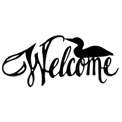 Black metal artwork with Welcome Loon.