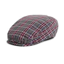 Load image into Gallery viewer, Side view of wine tartan duck bill ivy hat.
