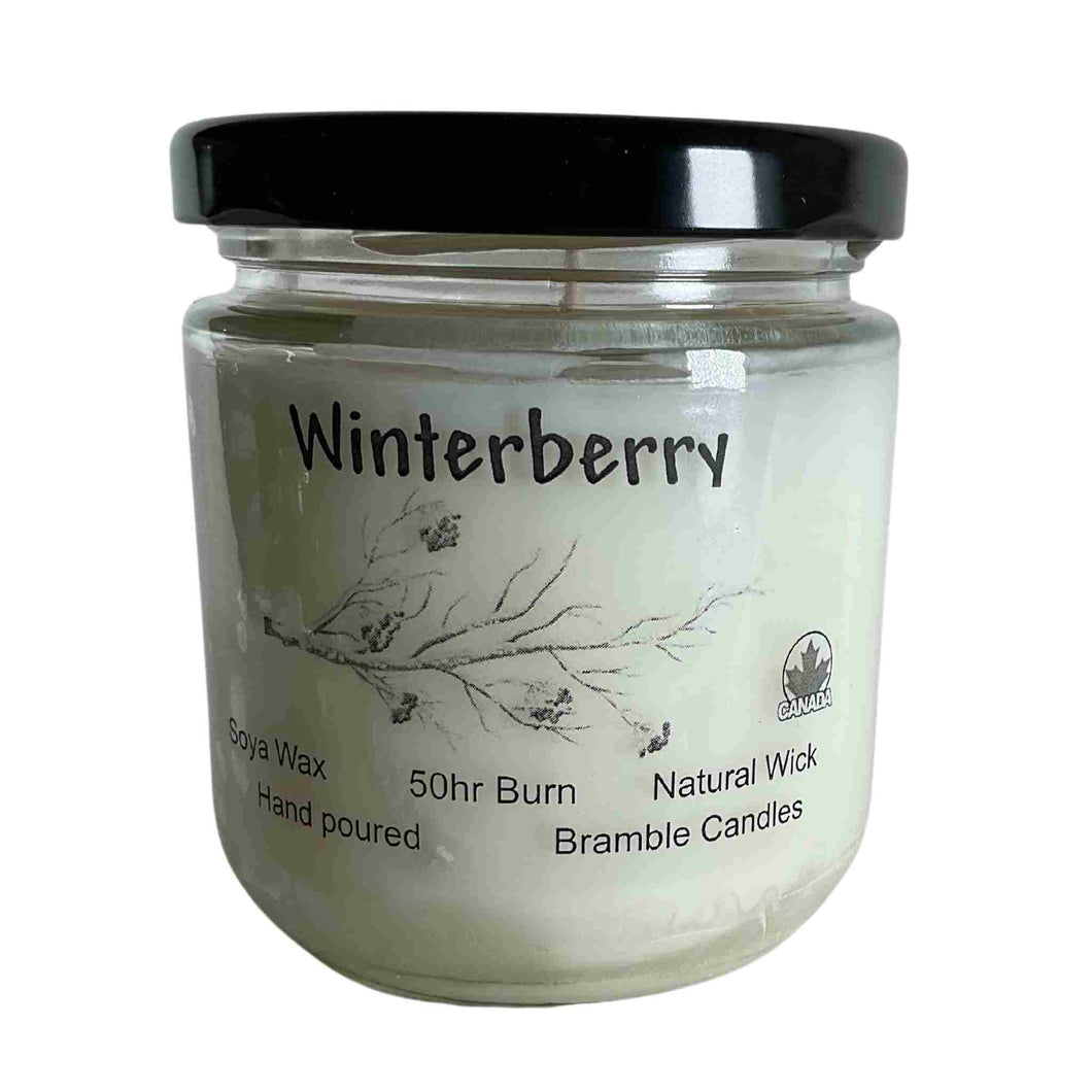 Jar soy wax candle, winter berry scent.