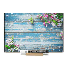 Load image into Gallery viewer, Photo chalk board with image of apple blossoms.
