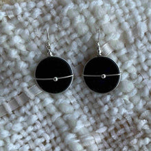 Load image into Gallery viewer, Round shape Sterling Silver earrings made from rock.
