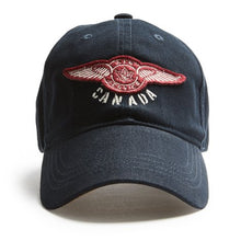 Load image into Gallery viewer, Canada Air Service ball cap with Felt appliqué logo with direct embroidery. Cap is dark blue.
