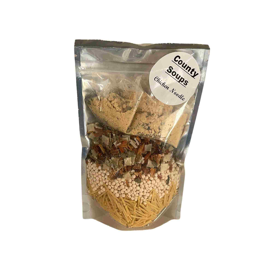 Package of dry ingredients to make Chicken noodle soup.