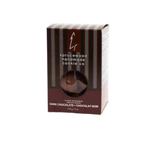 Load image into Gallery viewer, 170 gram box of Dark Chocolate Shortbread cookies. Handmade in Cobourg, Ontario. Canada.
