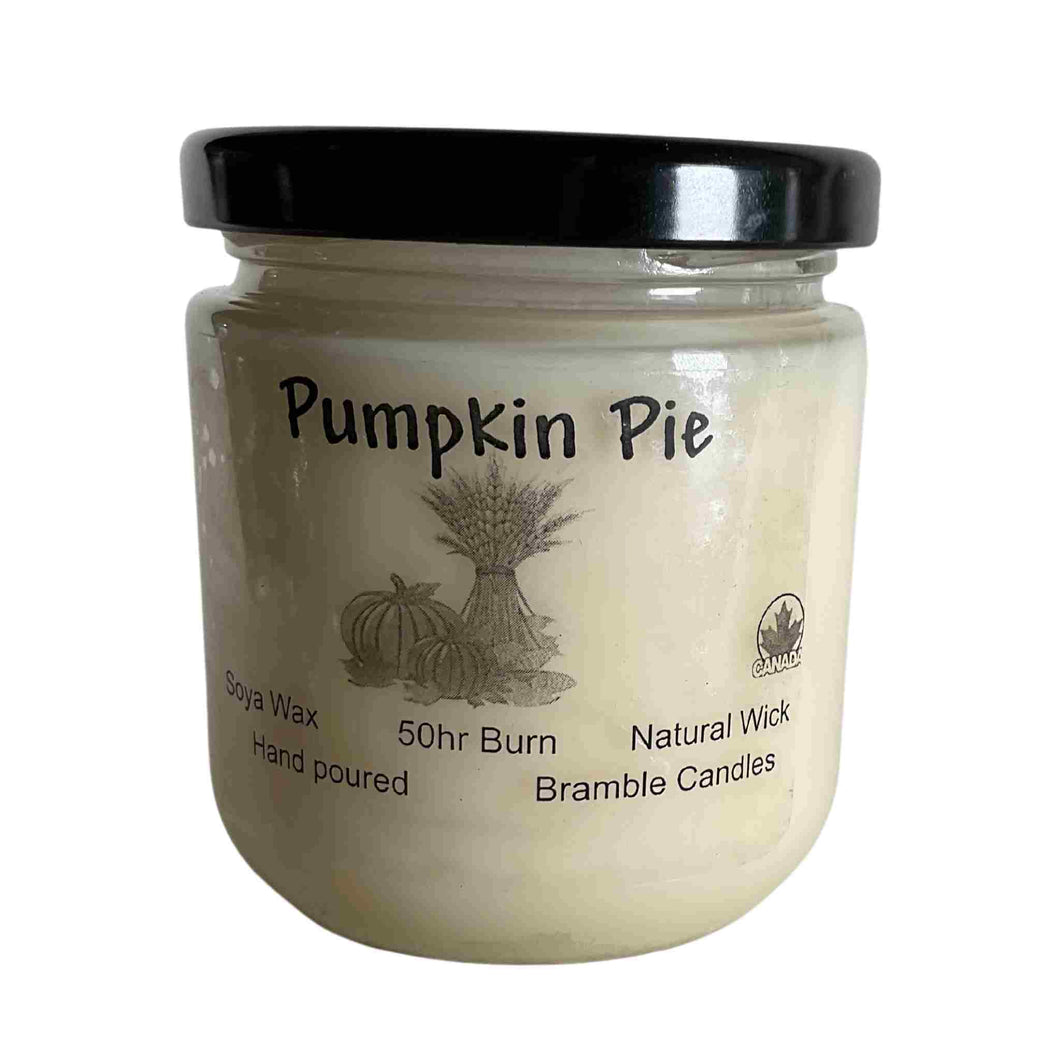 Jar soy wax candle, pumpkin pie scent.