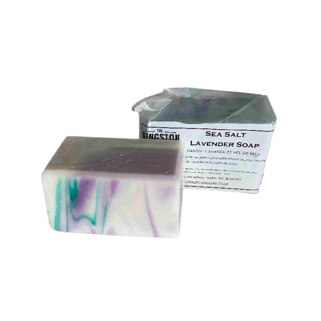Sea salt and lavender lather soap.
